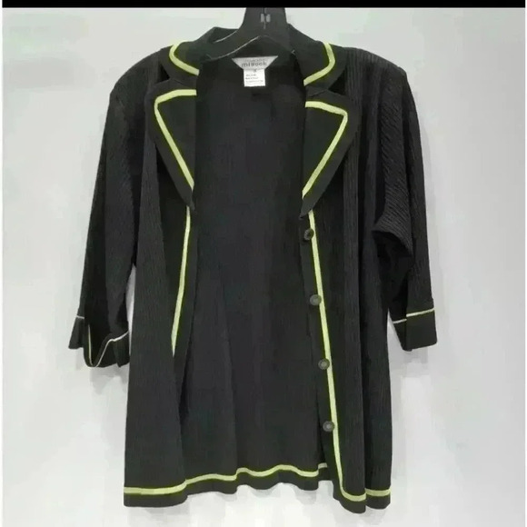 Misook Women's Black Cardigan Blazer Jacket Size M Button-Down Trim - Picture 1 of 5
